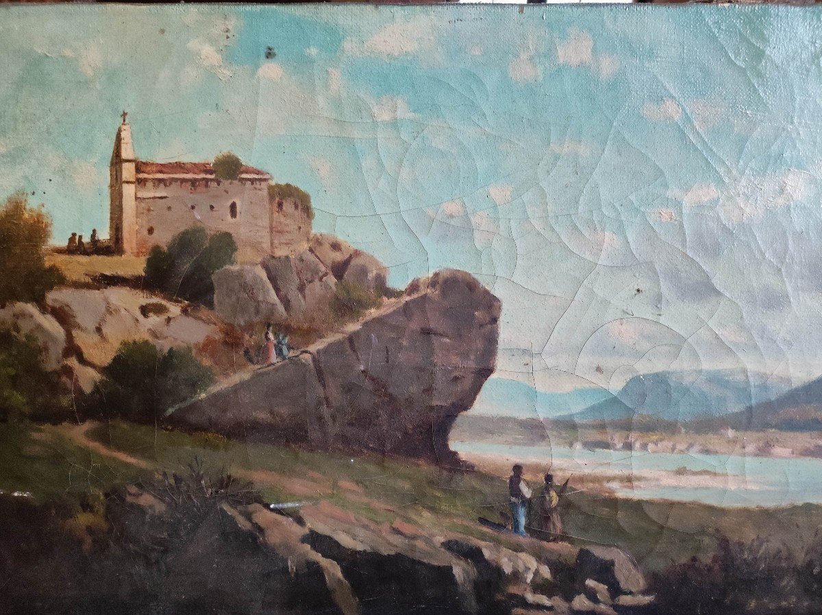 Animated Landscape Painting First Half 19th Century-photo-4