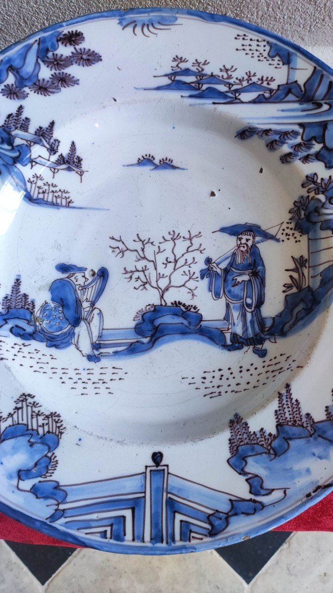 17th Century Chinese Delft Earthenware Dish-photo-3