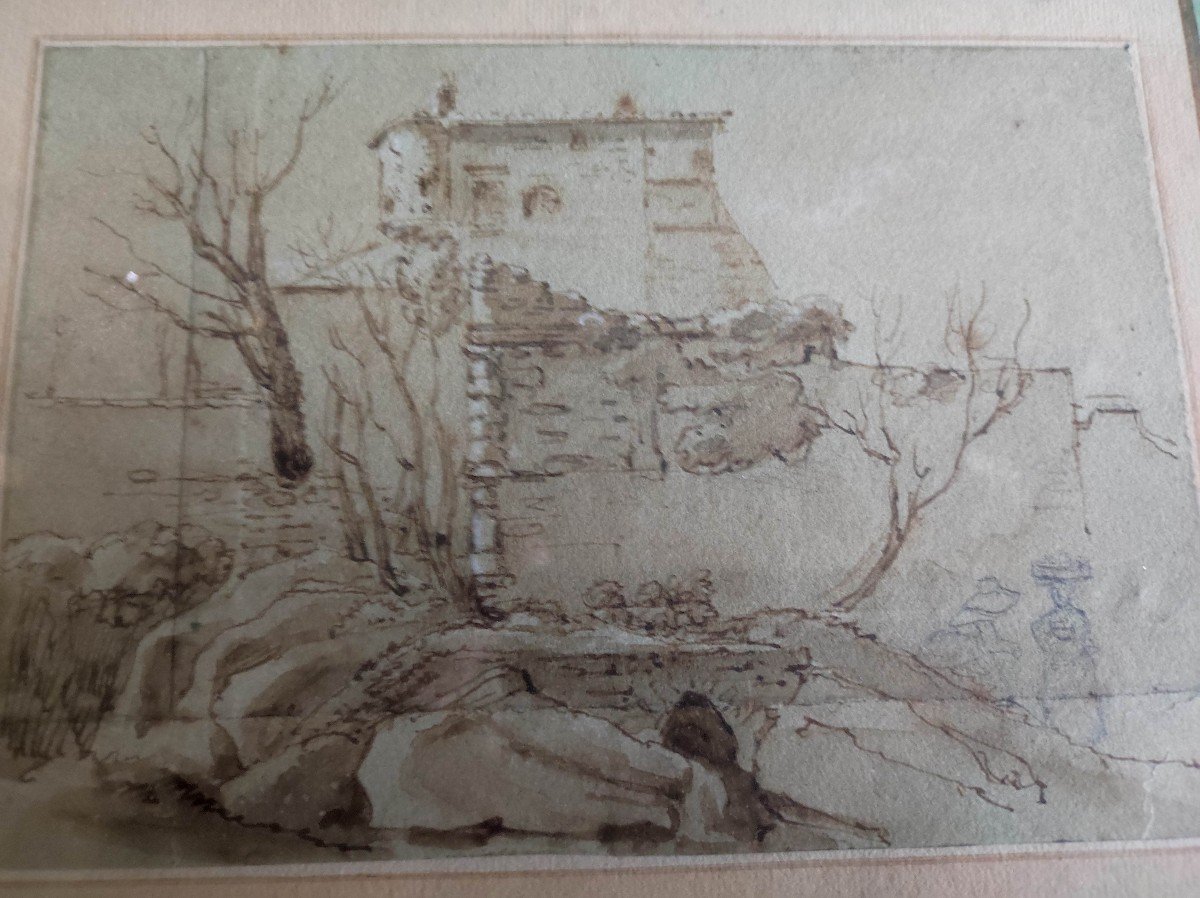 Dessin Vers 1800, JB Hugon, Lyon , Le Château Gaillard-photo-3