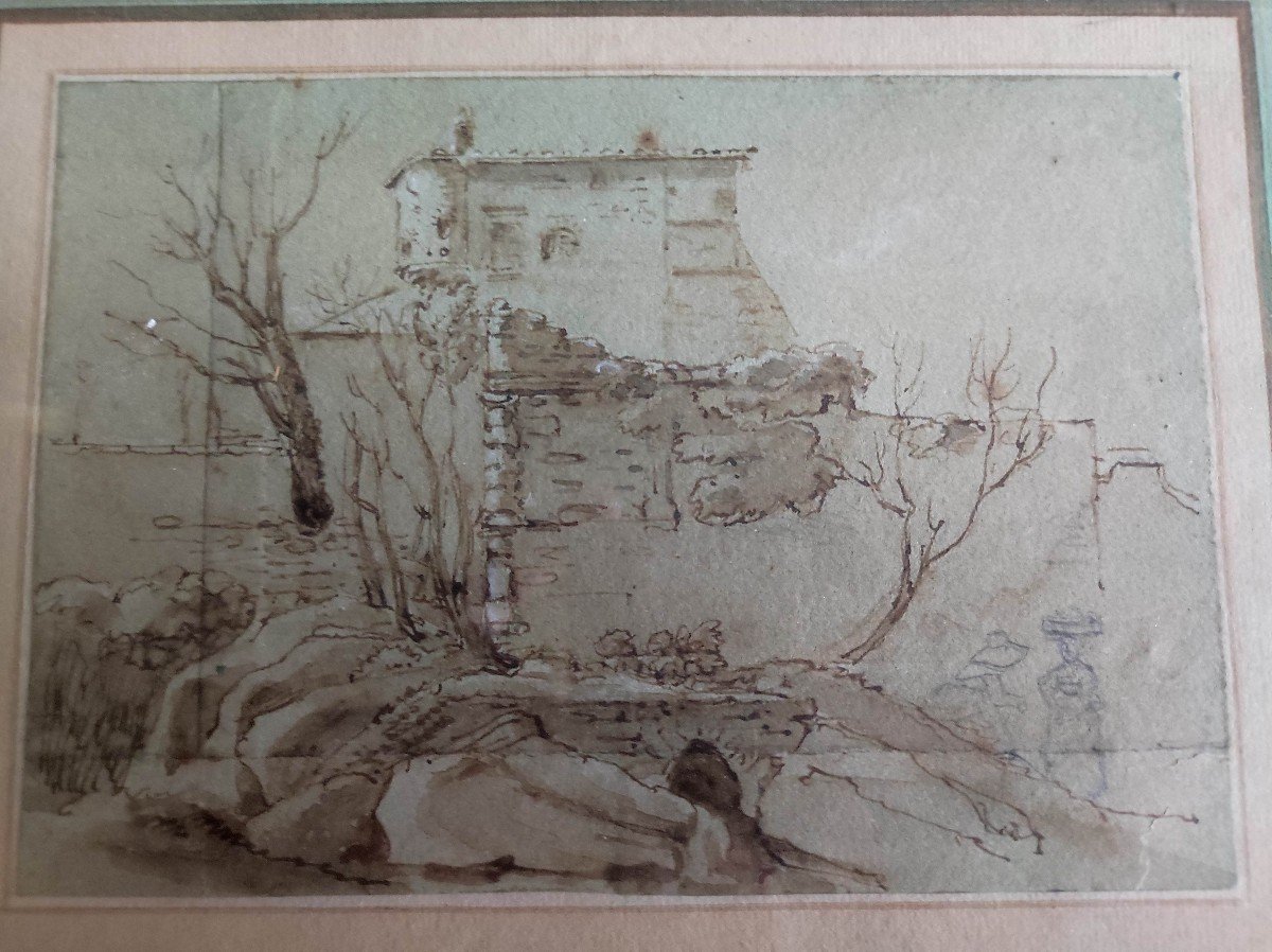 Dessin Vers 1800, JB Hugon, Lyon , Le Château Gaillard-photo-4