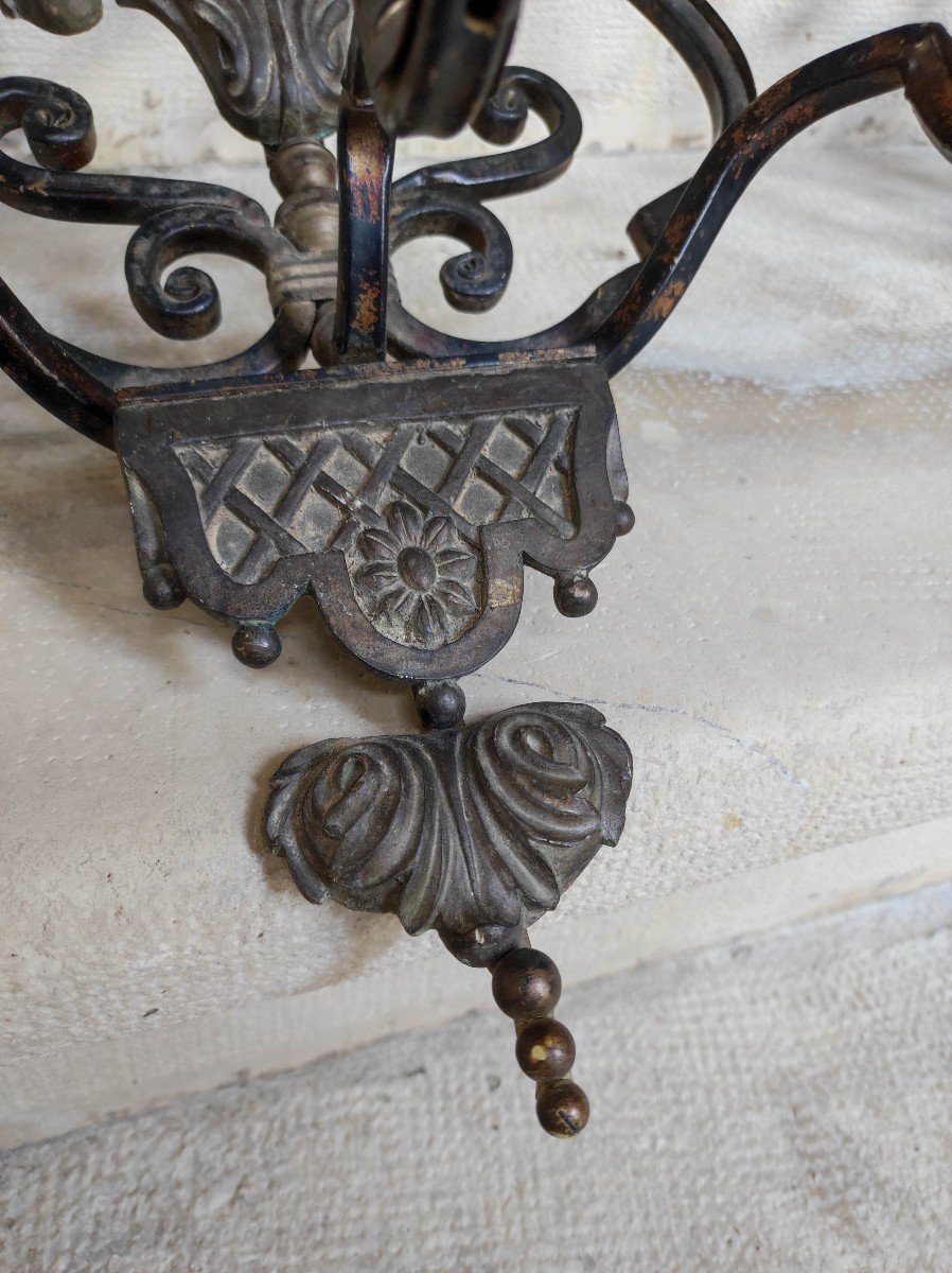 Three Wrought Iron Sconces 18th Century Provençal Style-photo-3