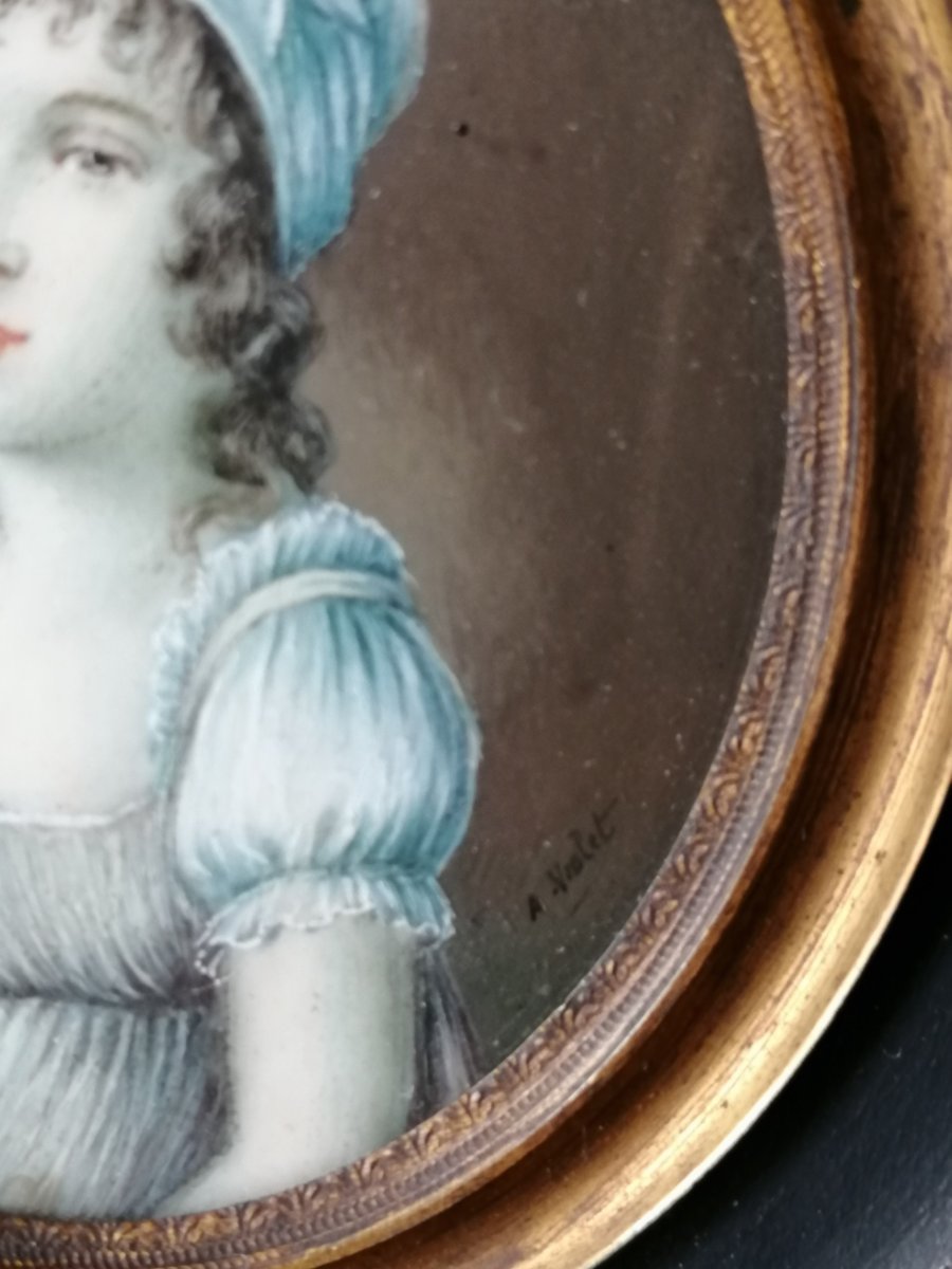 Miniature Portrait De Charlotte Corday Par P.N. VIOLET (1749-1819)-photo-3