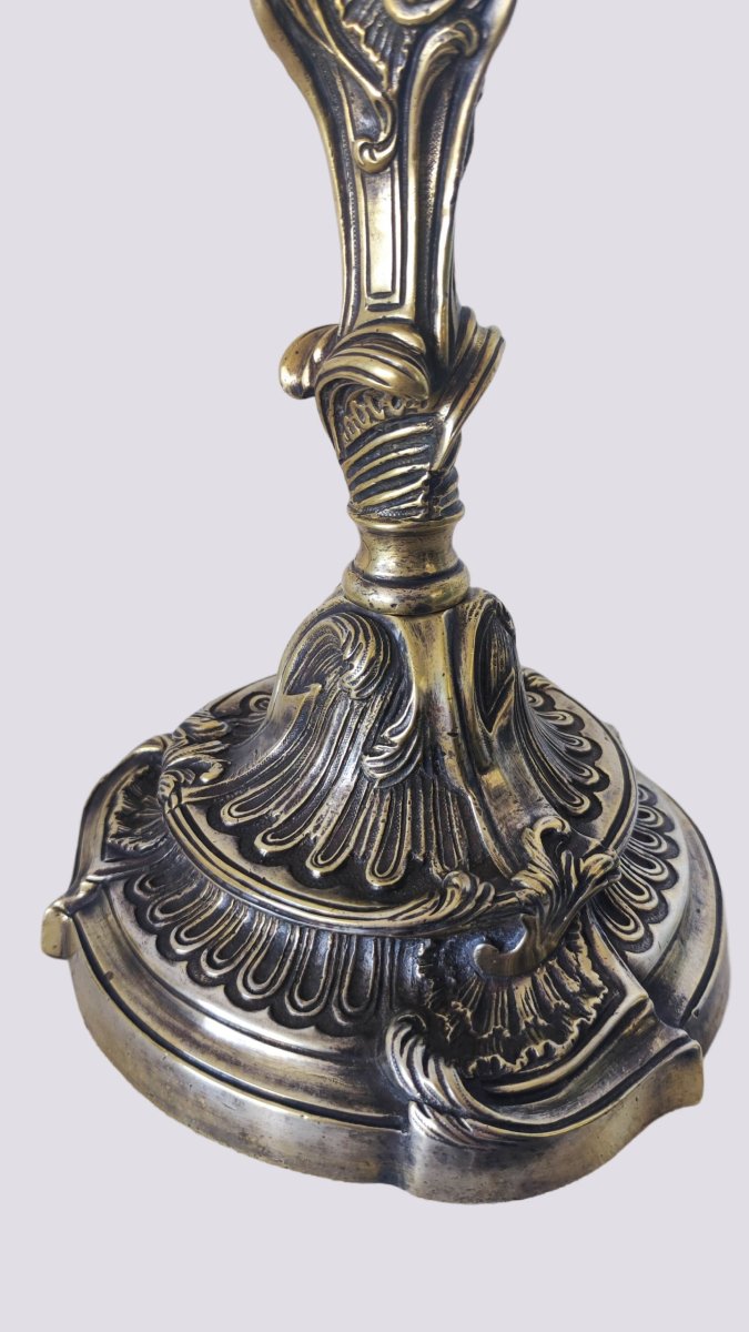 Paire De Flambeaux Louis XV d'Après Meissonnier-photo-2