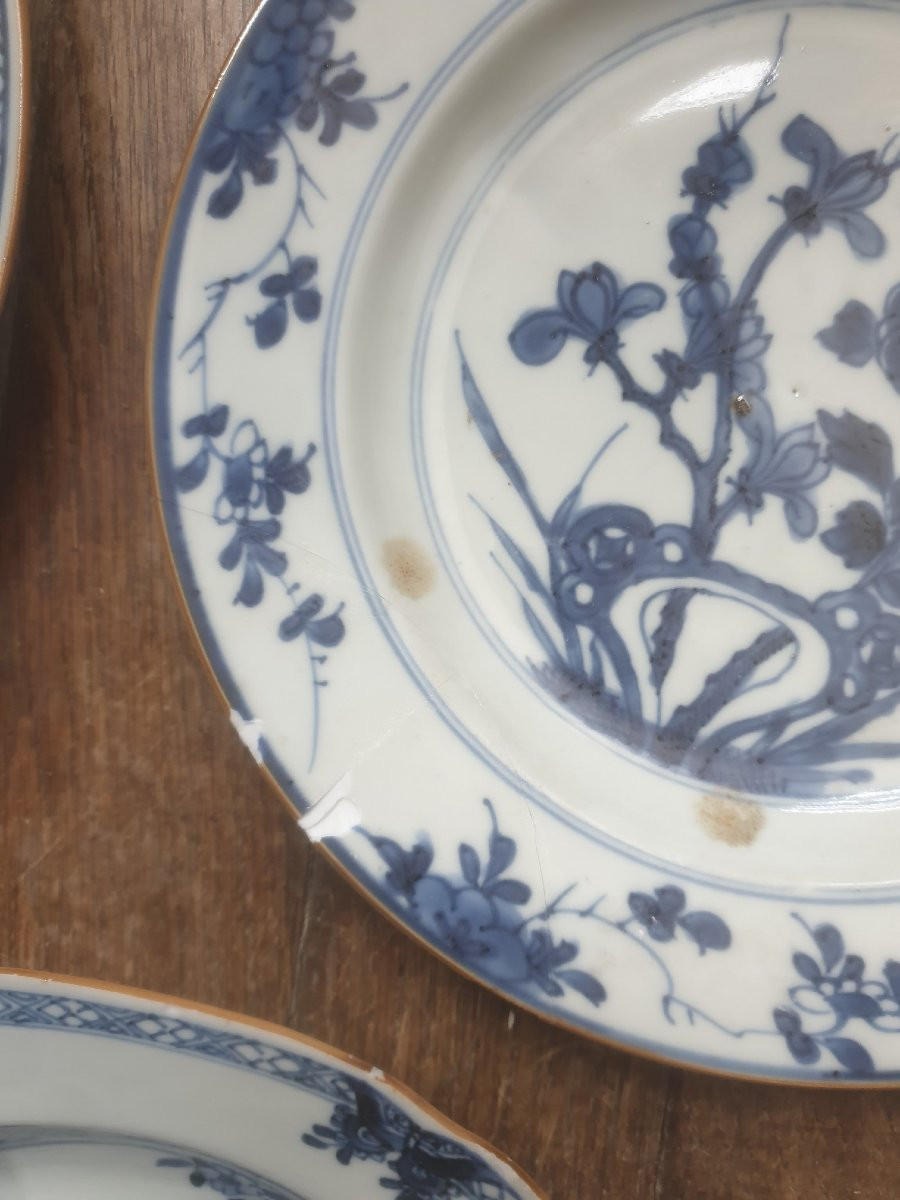 Lot de 7 porcelaines de Chine blanc bleu XVIIIème-photo-2