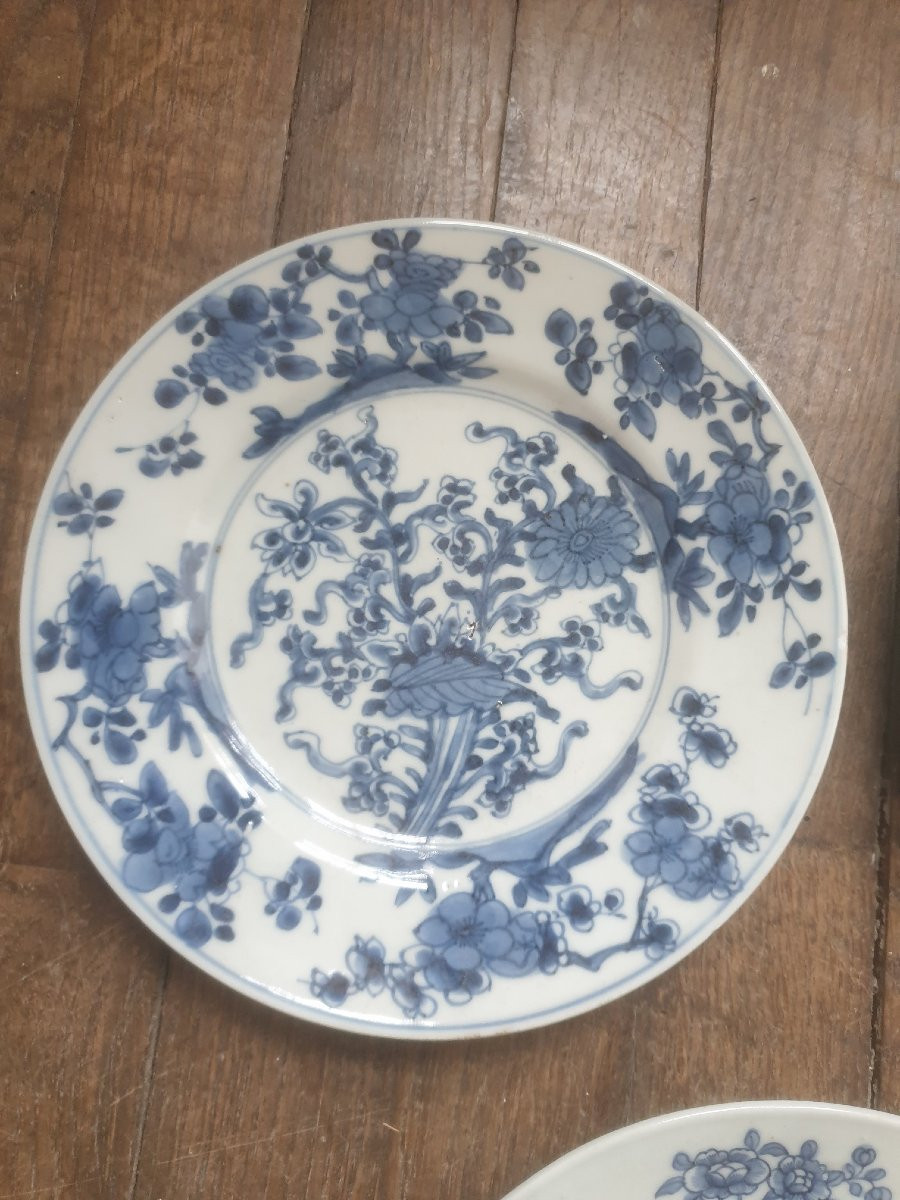 Lot de 7 porcelaines de Chine blanc bleu XVIIIème-photo-3