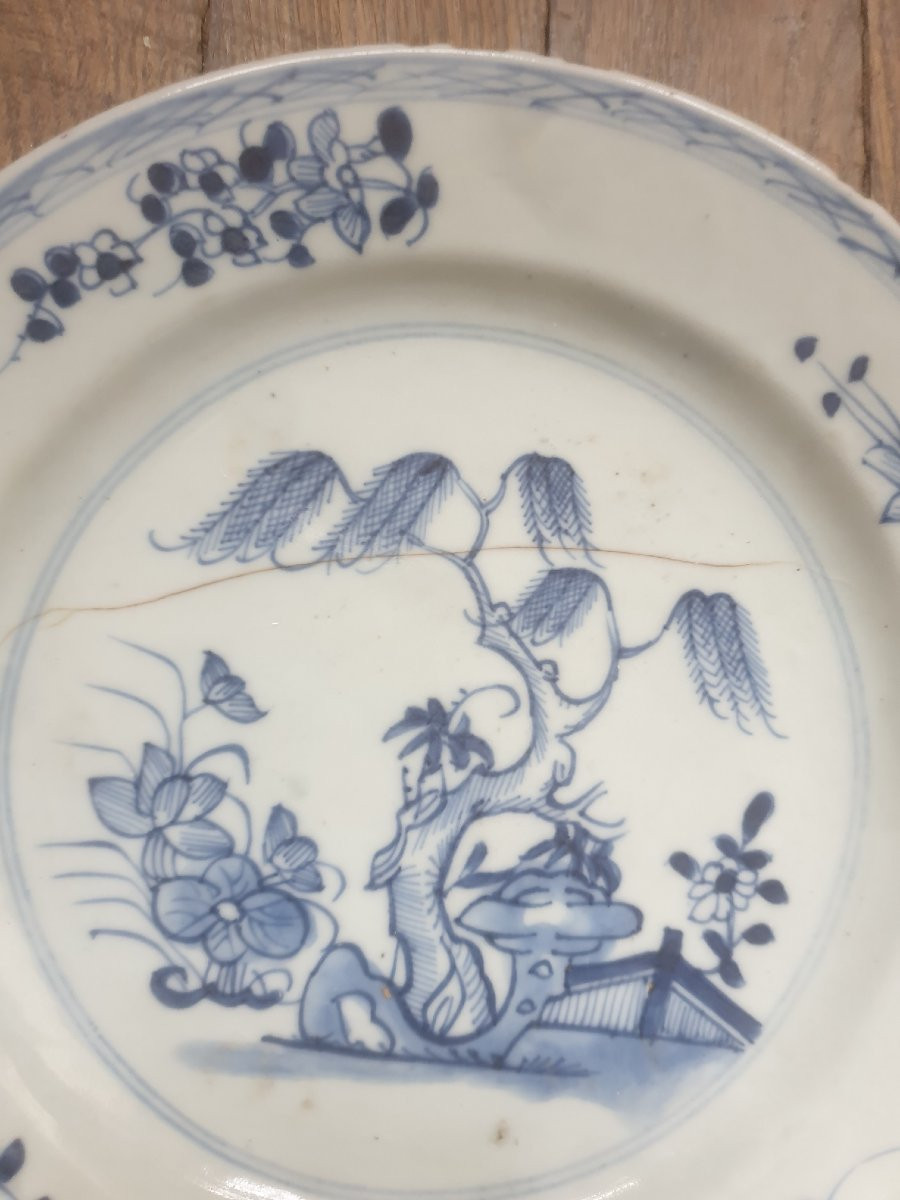 Lot de 7 porcelaines de Chine blanc bleu XVIIIème-photo-4