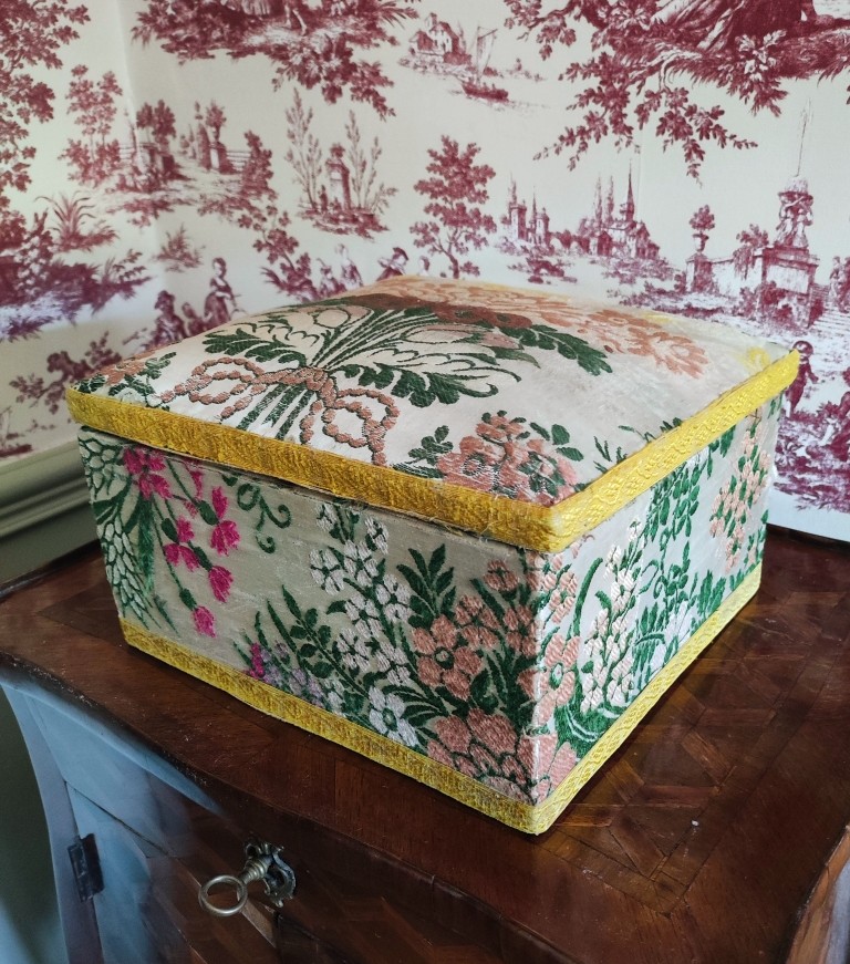 Antique Box Covered With 18th Century Silk
