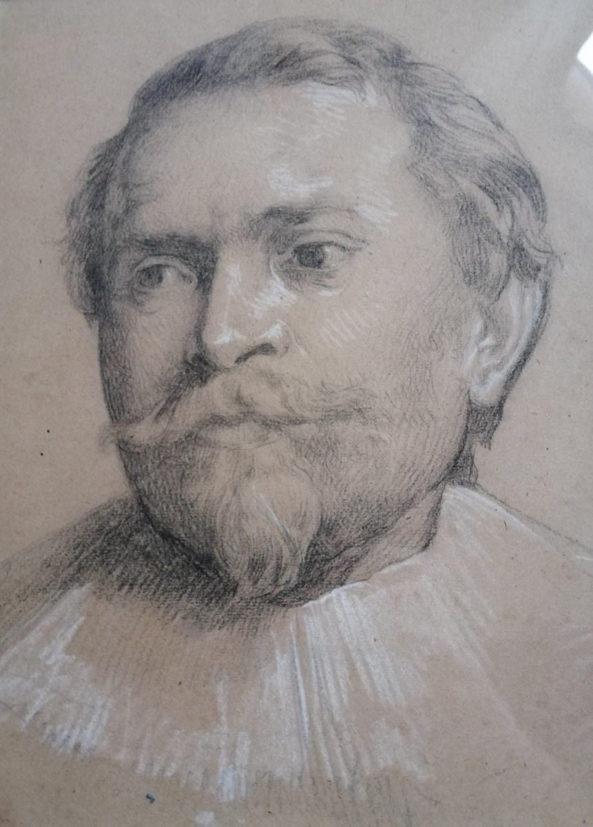 Drawing, Portrait Of A Flemish Man, 17th Century Style