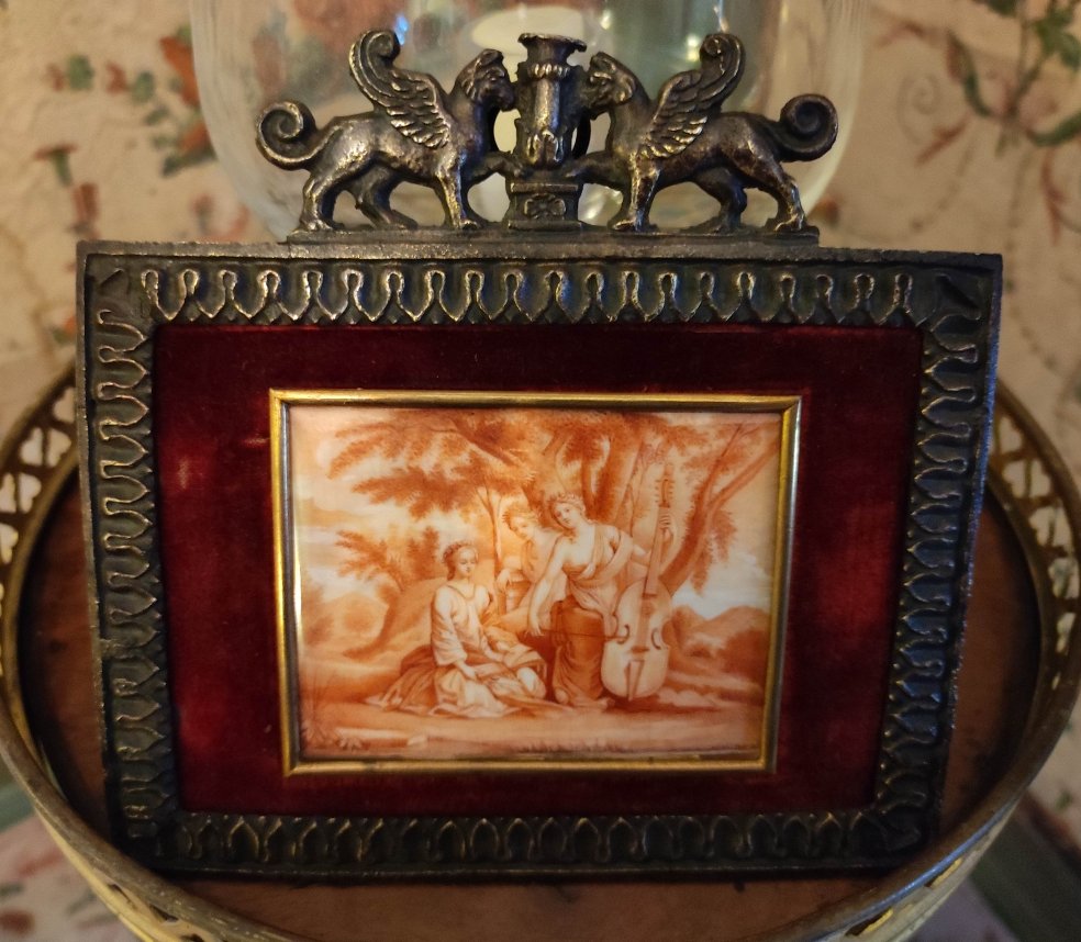 Fine miniature aux trois muses, début du XVIIIème siècle-photo-4