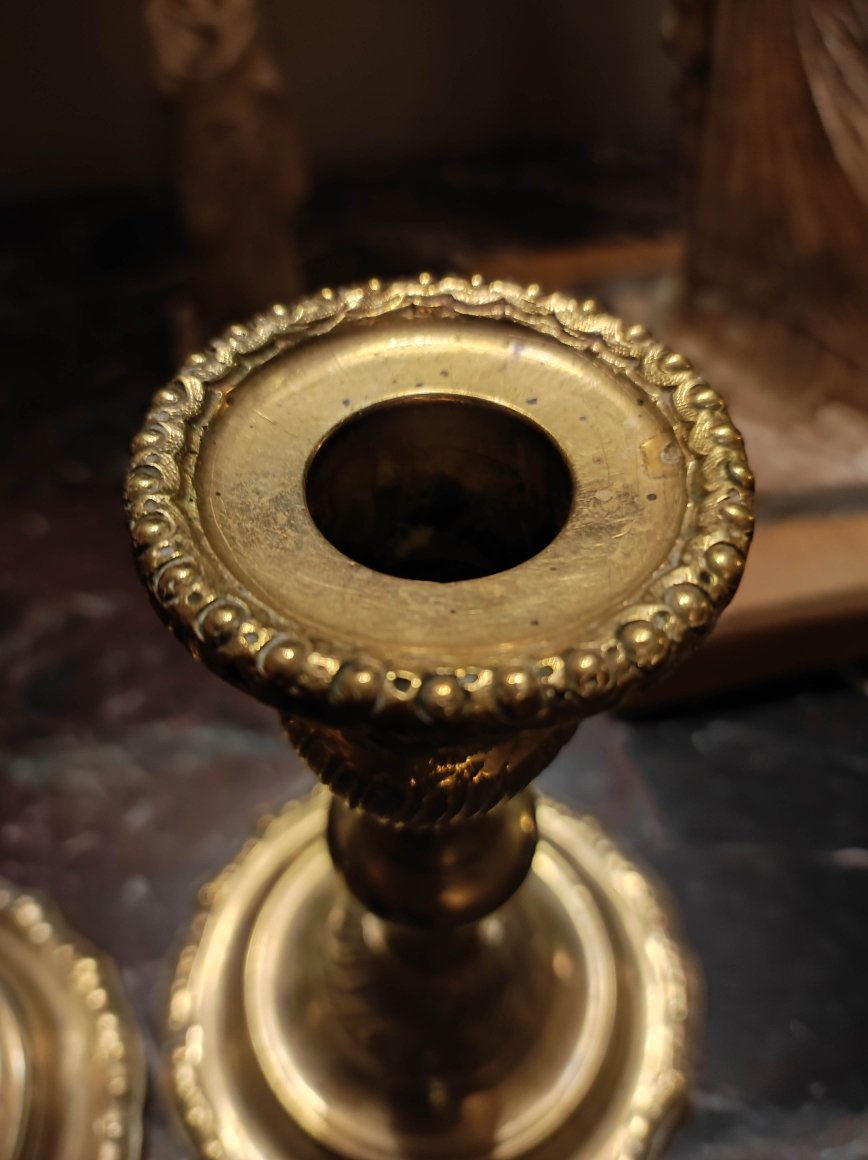 Paire de bougeoirs "bouts de table" d'époque Régence-photo-2