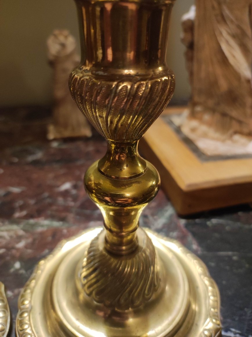 Paire de bougeoirs "bouts de table" d'époque Régence-photo-3