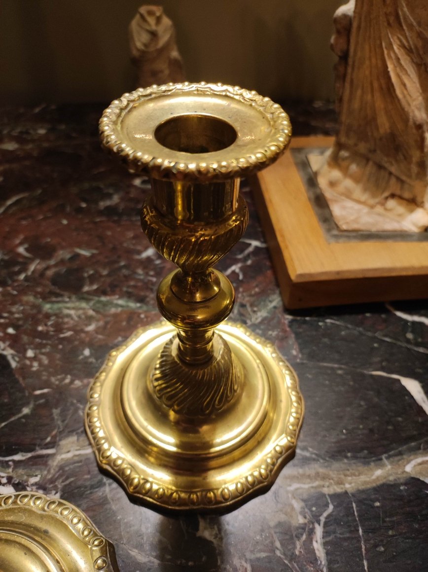 Paire de bougeoirs "bouts de table" d'époque Régence-photo-4