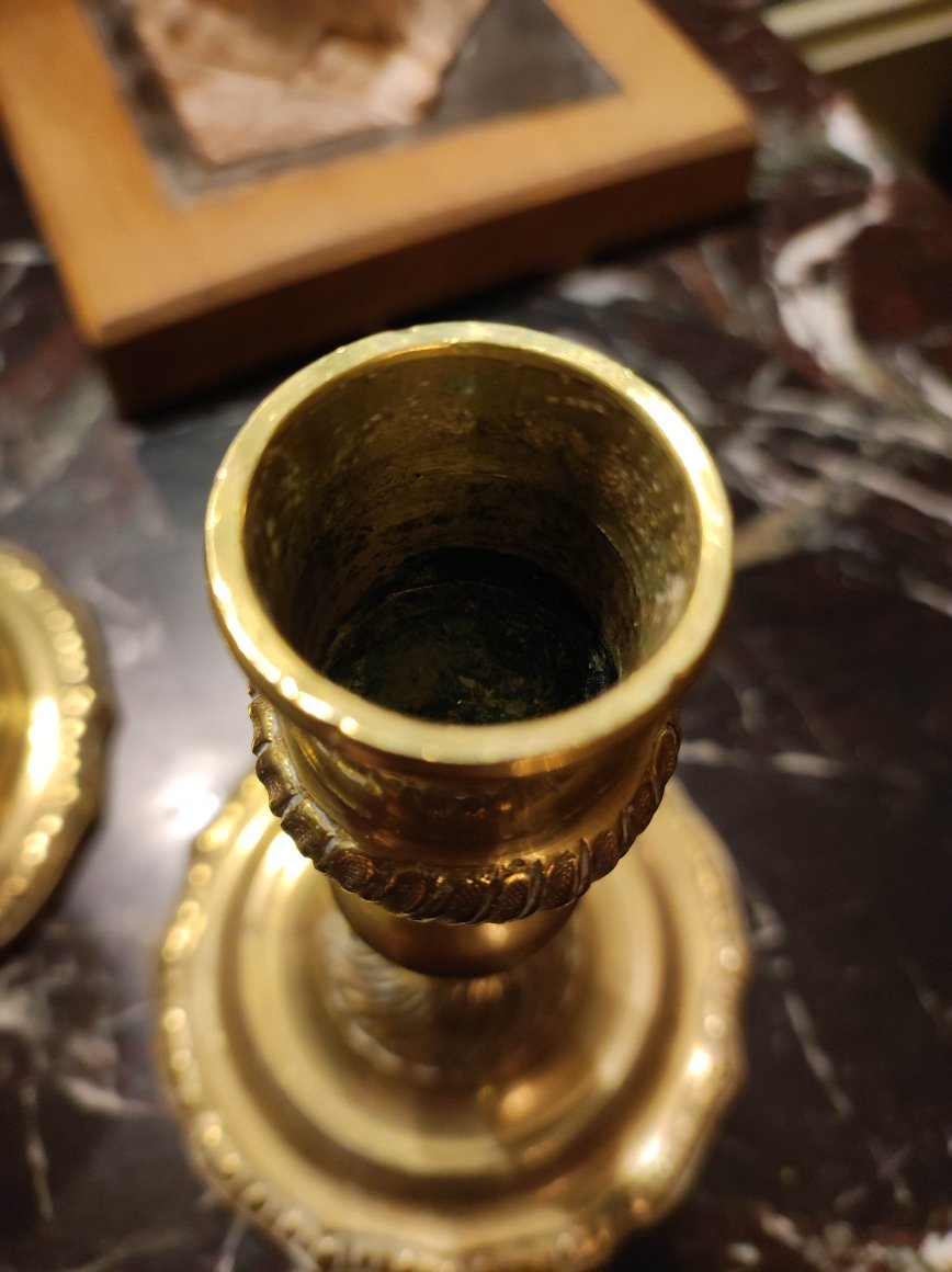 Paire de bougeoirs "bouts de table" d'époque Régence-photo-1