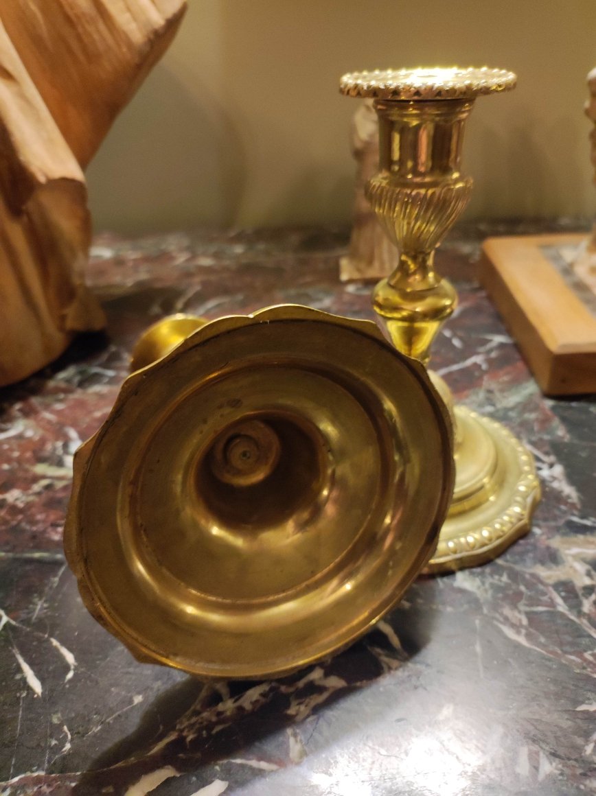 Paire de bougeoirs "bouts de table" d'époque Régence-photo-2