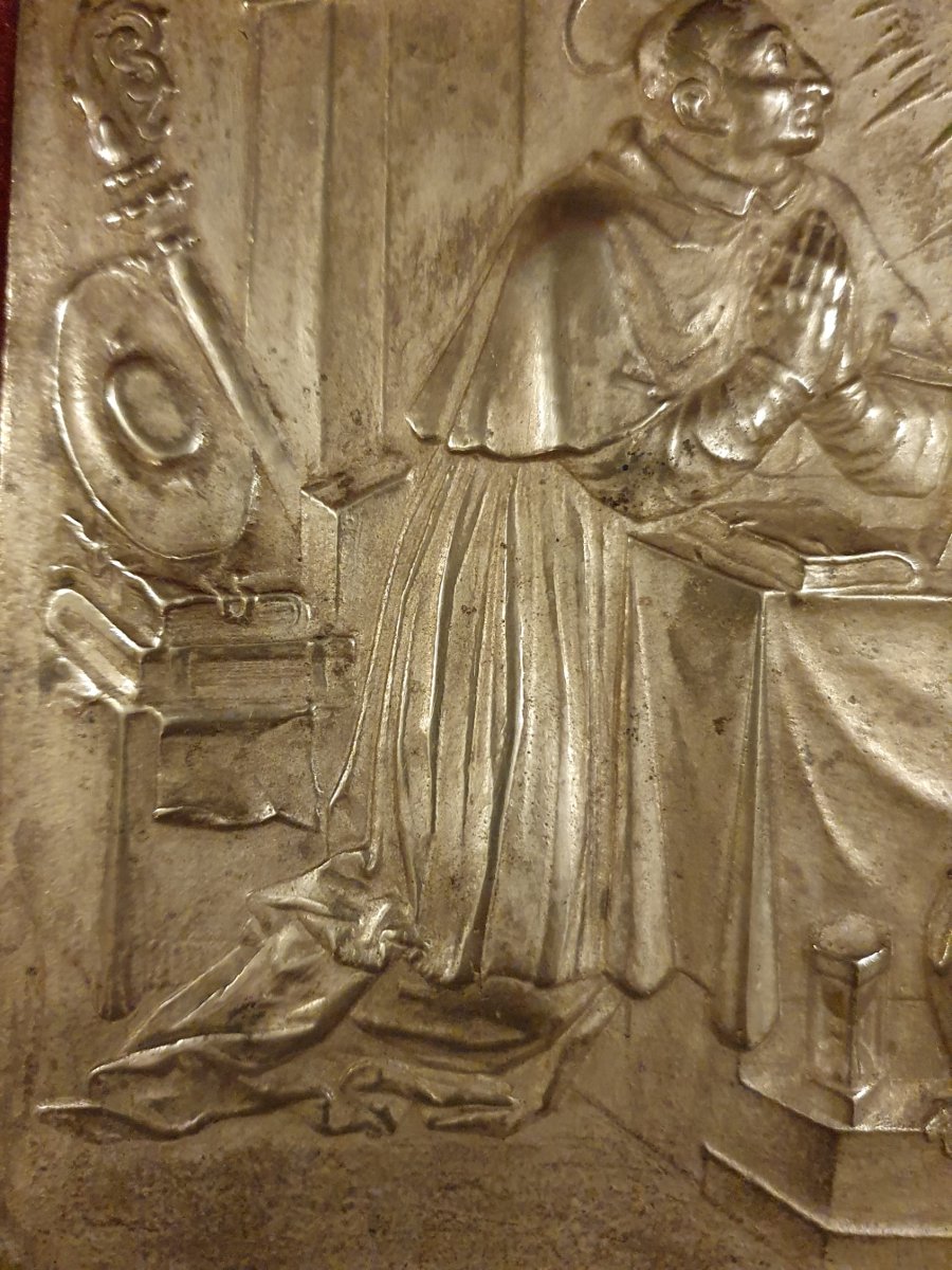 Gilt Bronze Plaque Of St. Charles Borromeo, Early 17th Century-photo-3