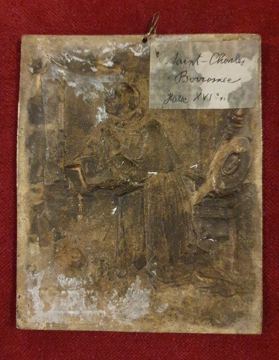 Gilt Bronze Plaque Of St. Charles Borromeo, Early 17th Century-photo-1