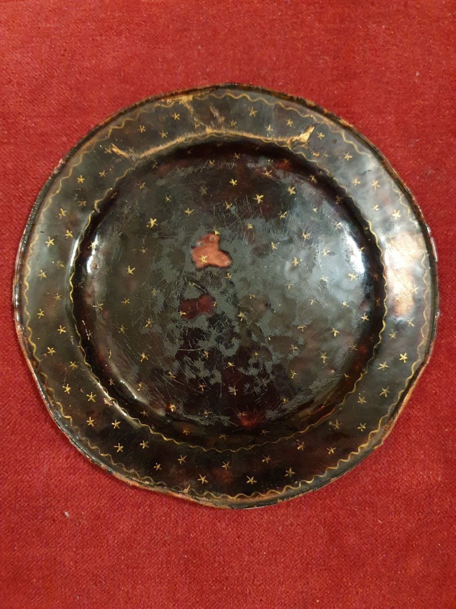 Assiette en émail de Limoges XVIIème Empereur Charles III -photo-1