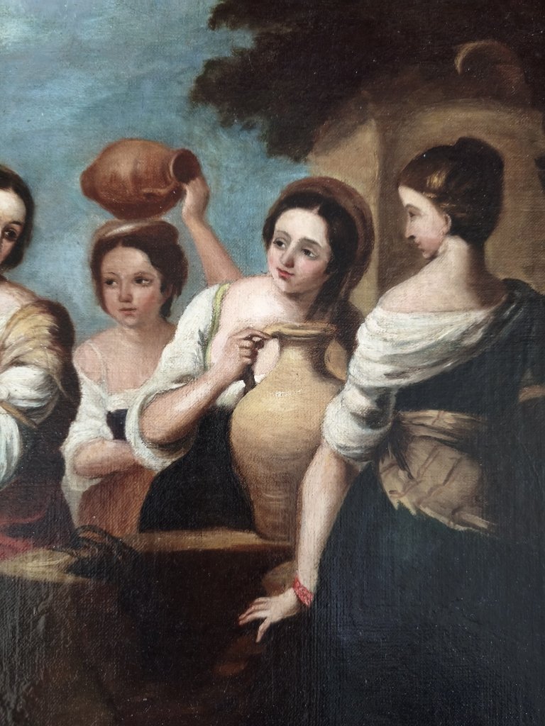 Rebecca And Eliezer, Oil On Canvas, Late 18th Century-photo-4