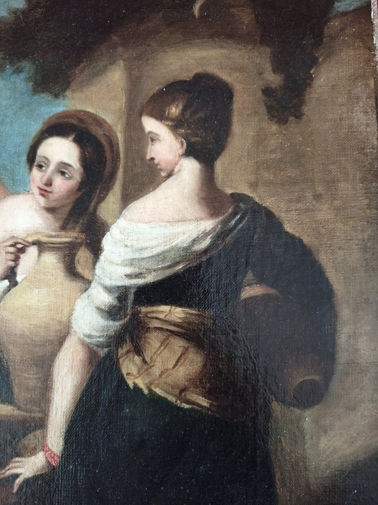 Rebecca And Eliezer, Oil On Canvas, Late 18th Century-photo-1