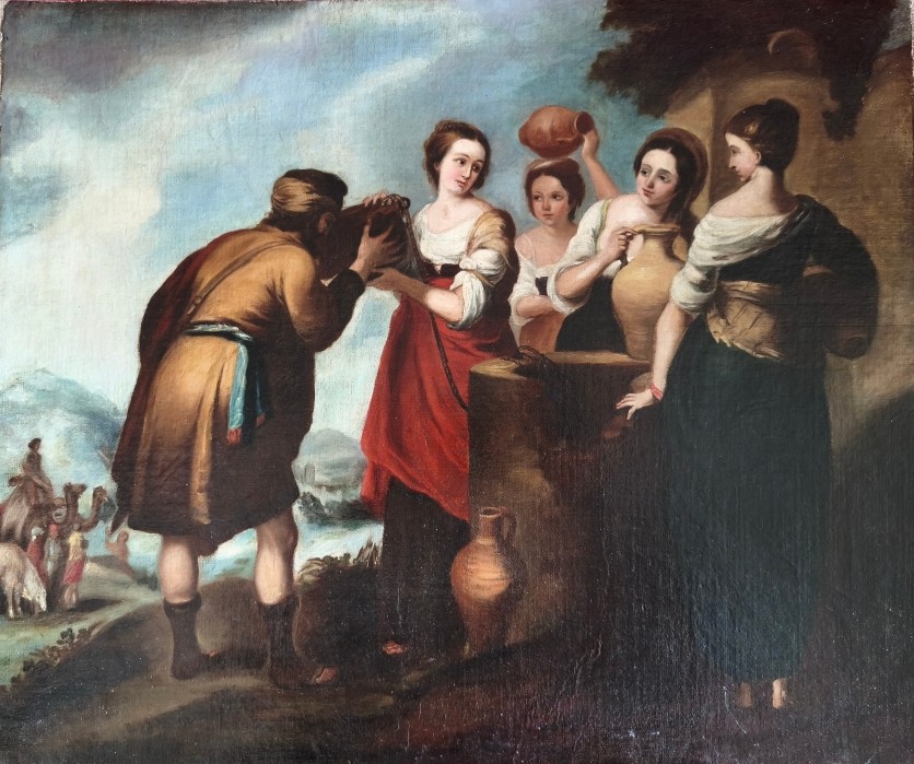 Rebecca And Eliezer, Oil On Canvas, Late 18th Century