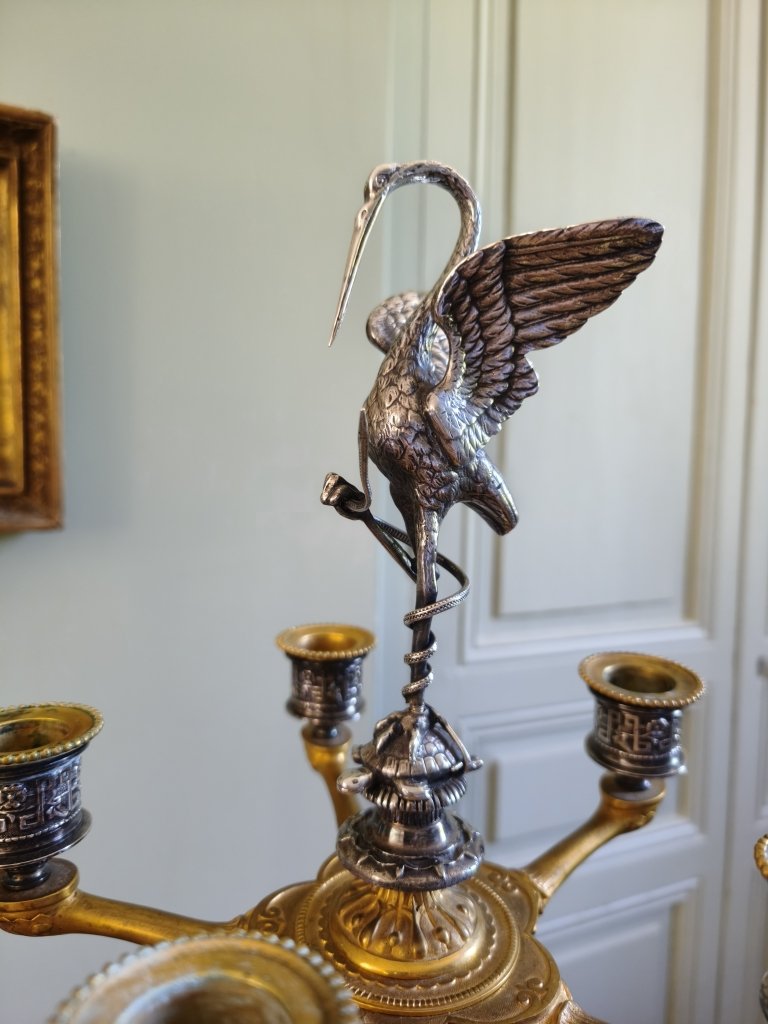 Japonisme, paire d'importants candélabres d'une grande maison parisienne-photo-2
