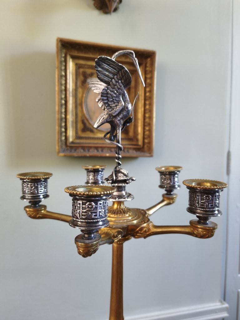 Japonisme, paire d'importants candélabres d'une grande maison parisienne-photo-4