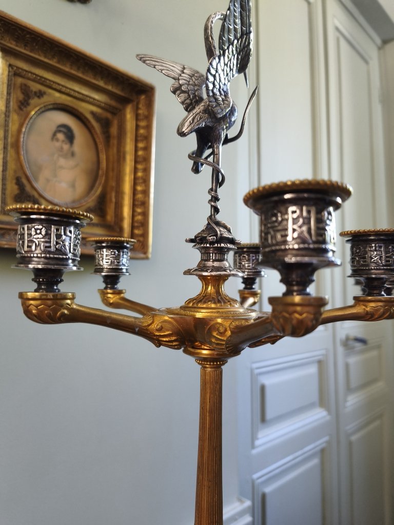 Japonisme, paire d'importants candélabres d'une grande maison parisienne-photo-3