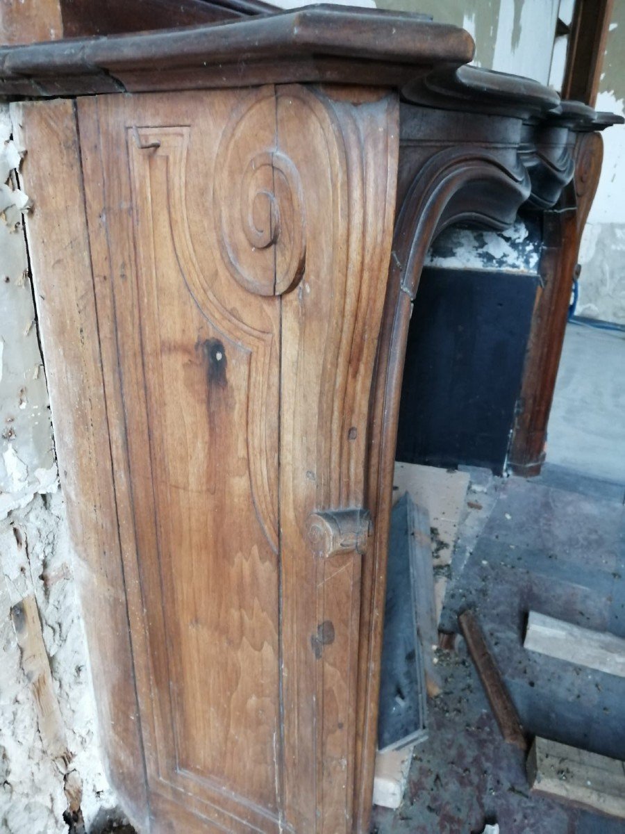 Large 19th Century Walnut Fireplace-photo-3