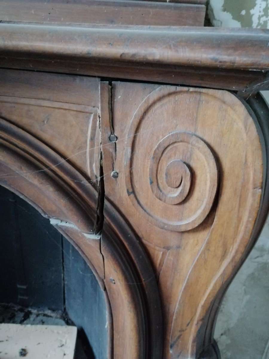 Large 19th Century Walnut Fireplace-photo-2