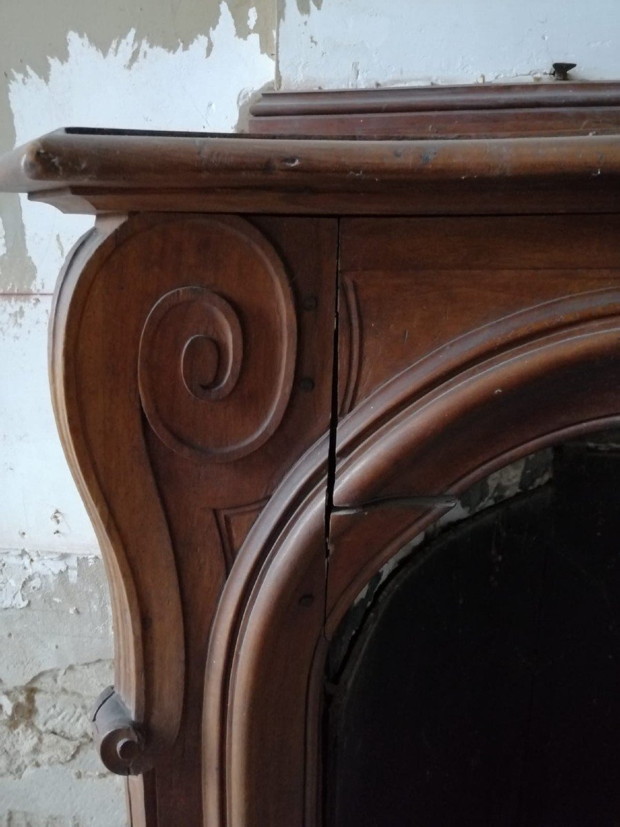 Large 19th Century Walnut Fireplace-photo-4