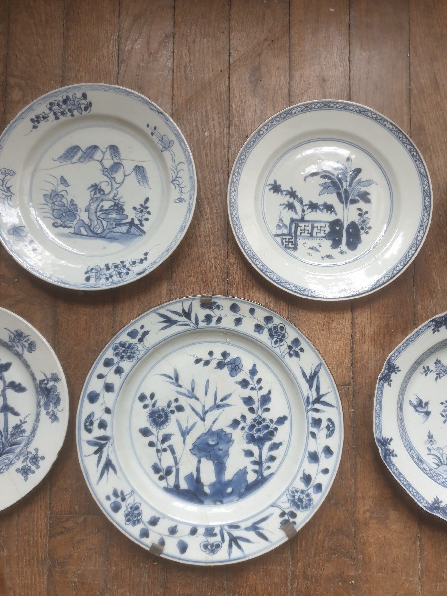 Lot Of 7 China Porcelain White Blue Eighteenth-photo-3