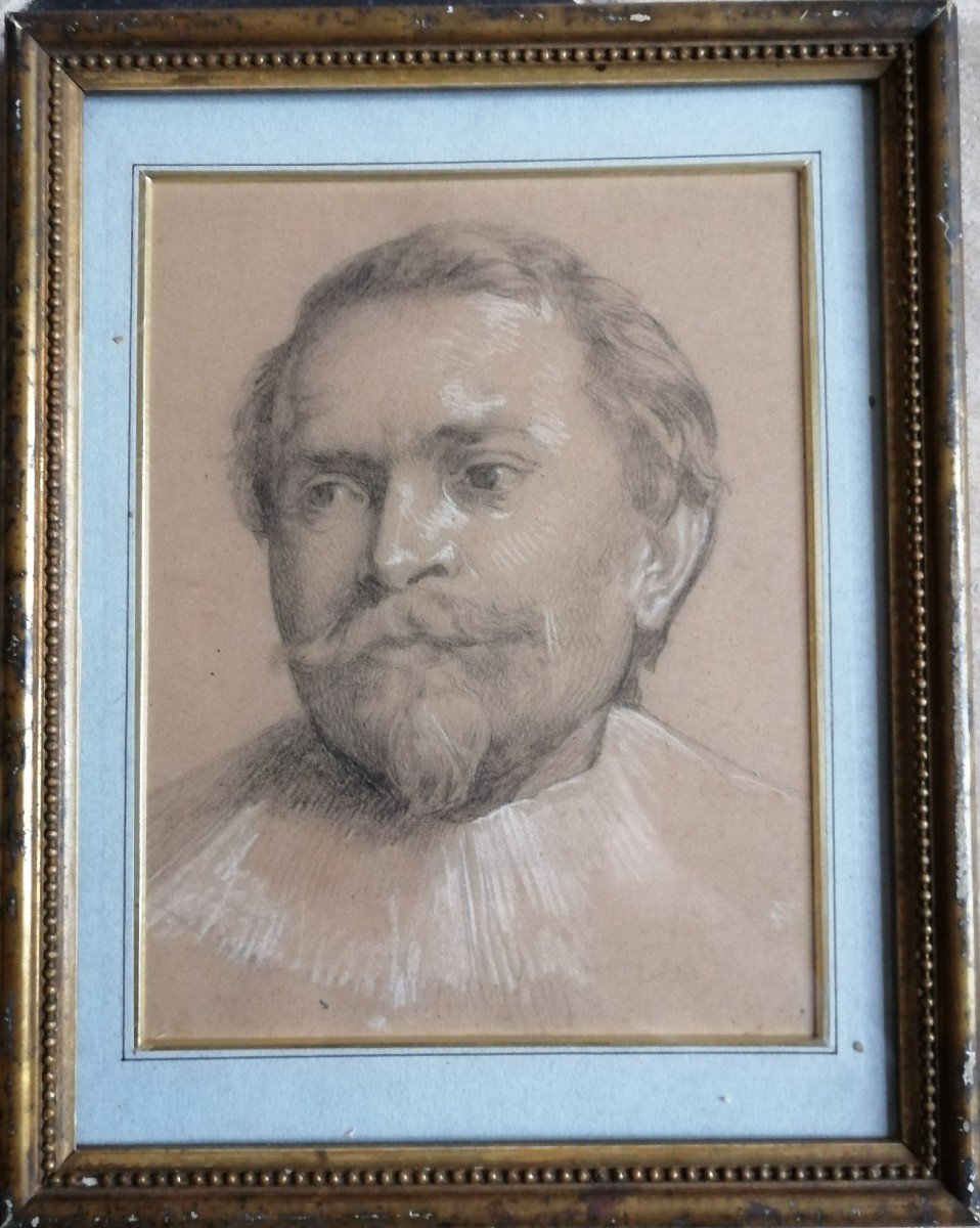 Dessin Ancien Portrait d'Homme Flamand-photo-2