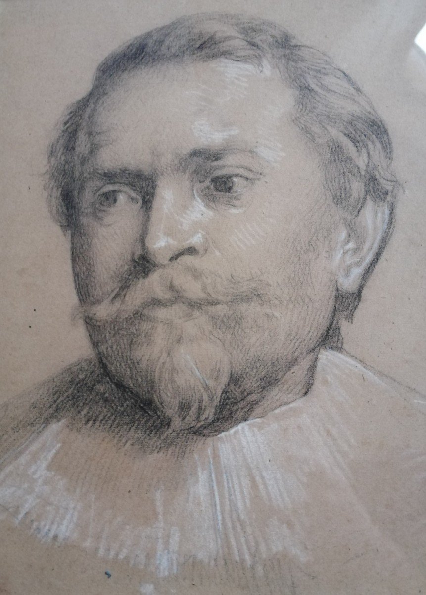 Old Flemish Man Portrait Drawing