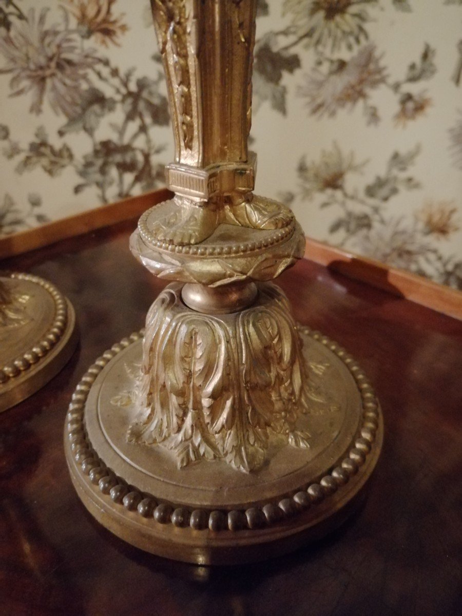 Pair Of Candlesticks In Gilt Bronze After François Rémond-photo-3