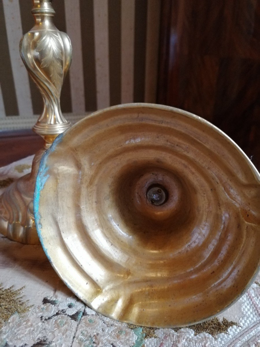 Paire De Bougeoirs En Bronze Doré d'époque Louis XV-photo-4