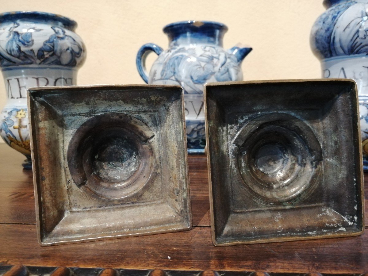 Pair Of Candlesticks In The Roman Bronze High Period-photo-2