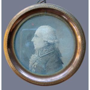 Dessin Miniature Portrait d'Homme à La Légion d'Honneur, époque Empire