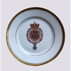 Assiette Porcelaine aux armes royales de Ferdinand VII d'Espagne