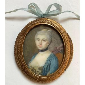 Précieuse Miniature d'époque Louis XV