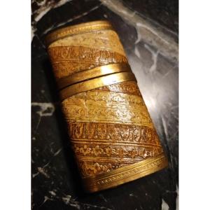 Late 18th Century Case In Gilt Brass And Embossed Cardboard