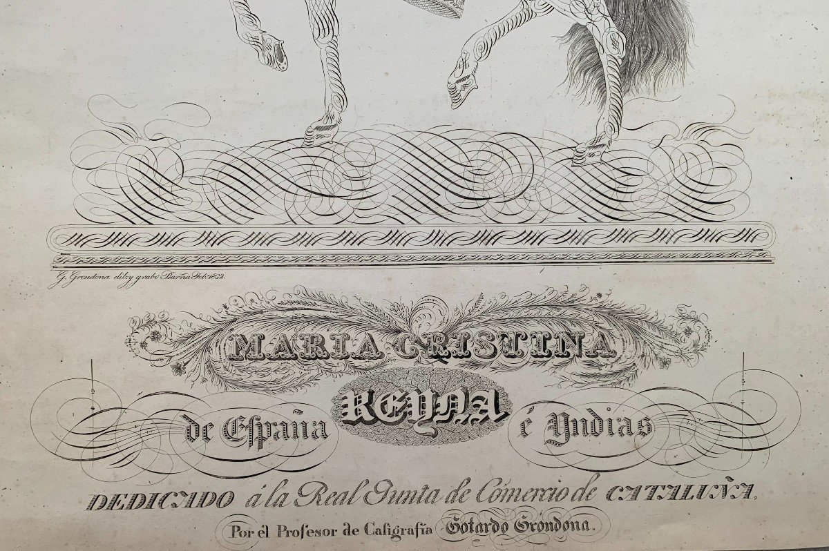 Portrait équestre De Maria Cristina De Borbón. Gotardo Grondona, Barcelone 1832.-photo-1