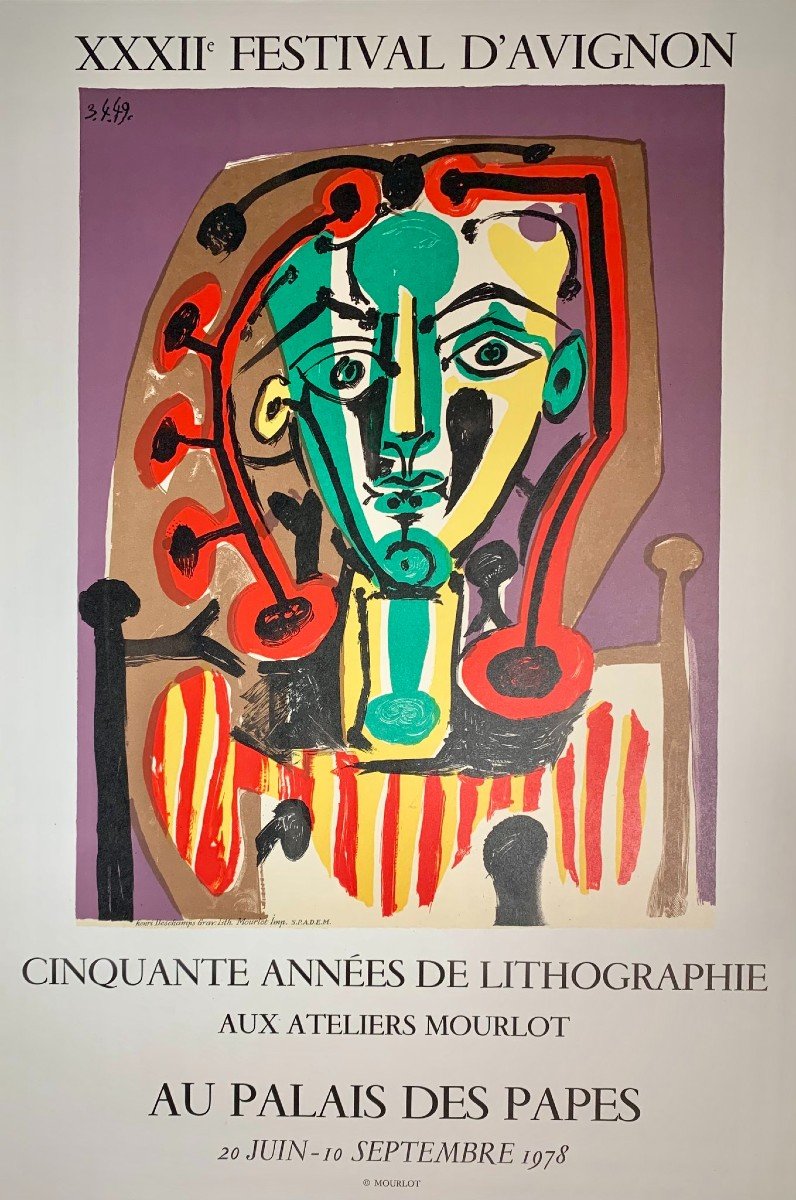XXxii Festival D´avignon, 1978. Affiche Lithographique De Pablo Ruiz Picasso.