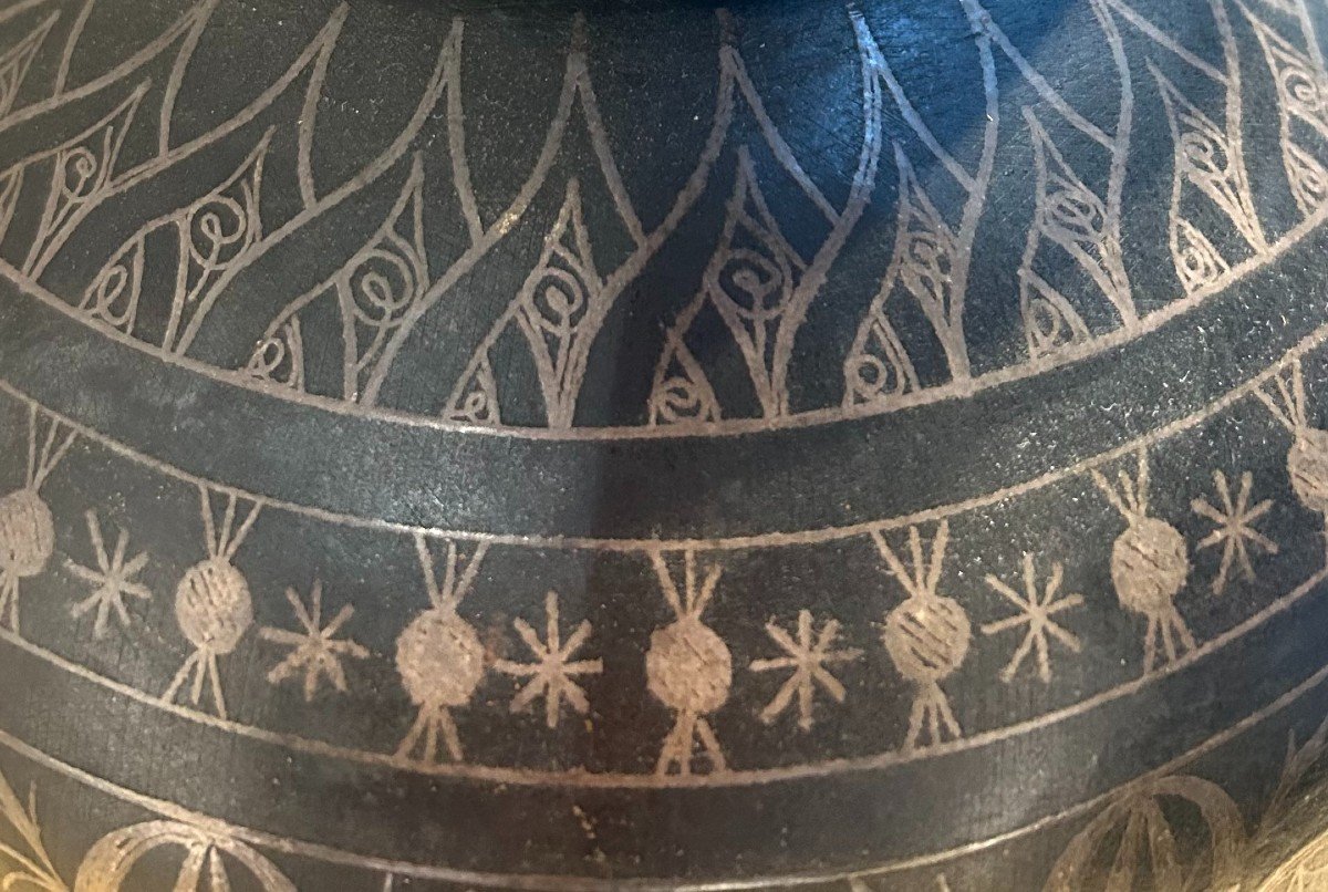 Vase En Acier Damasquiné. Vers 1920.-photo-4