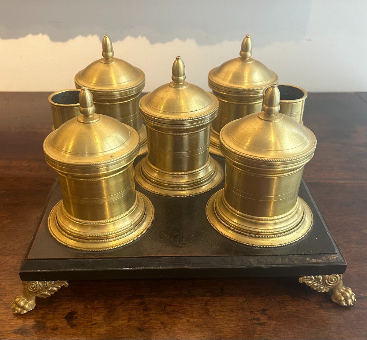 Grand Encrier En Bronze Doré, XIXe Siècle