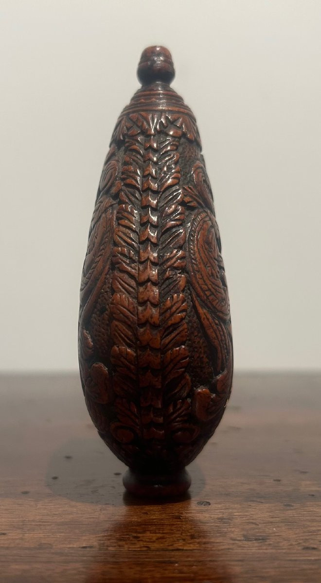 Carved Boxwood Snuffbox From The Late 17th Century. German Or Dutch Work.-photo-4