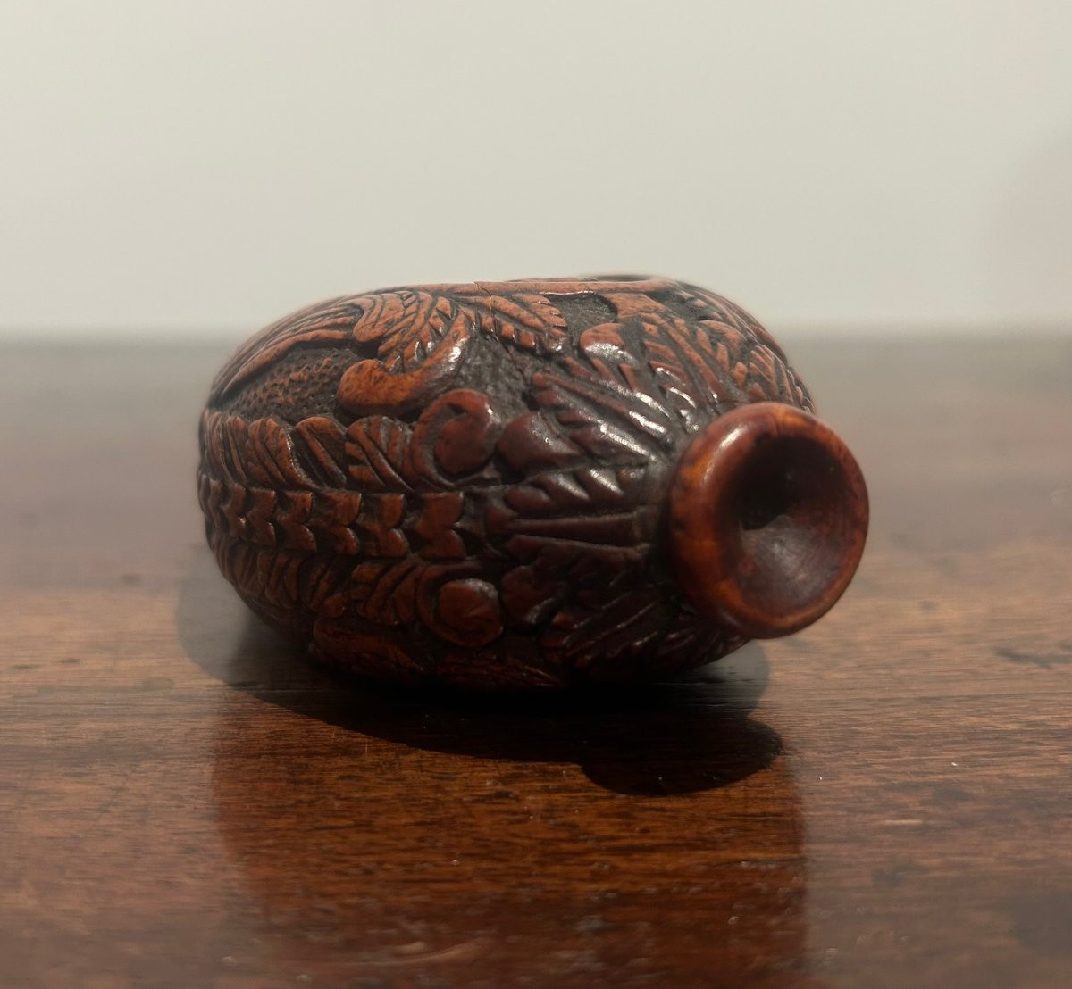 Carved Boxwood Snuffbox From The Late 17th Century. German Or Dutch Work.-photo-2