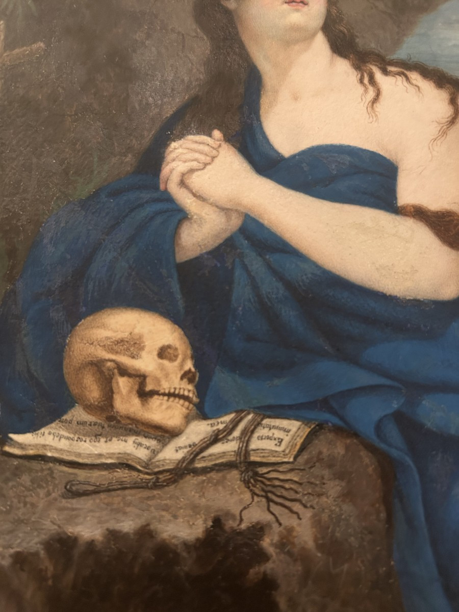 École espagnole Madeleine pénitente, détrempe sur vélin, 240 × 180 mm, fin du XVIIIᵉ siècle-photo-2