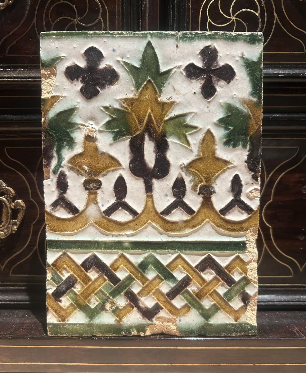 Azulejo Tile Made Using The Arista Technique Between 1475 And 1500, Toledo,-photo-2