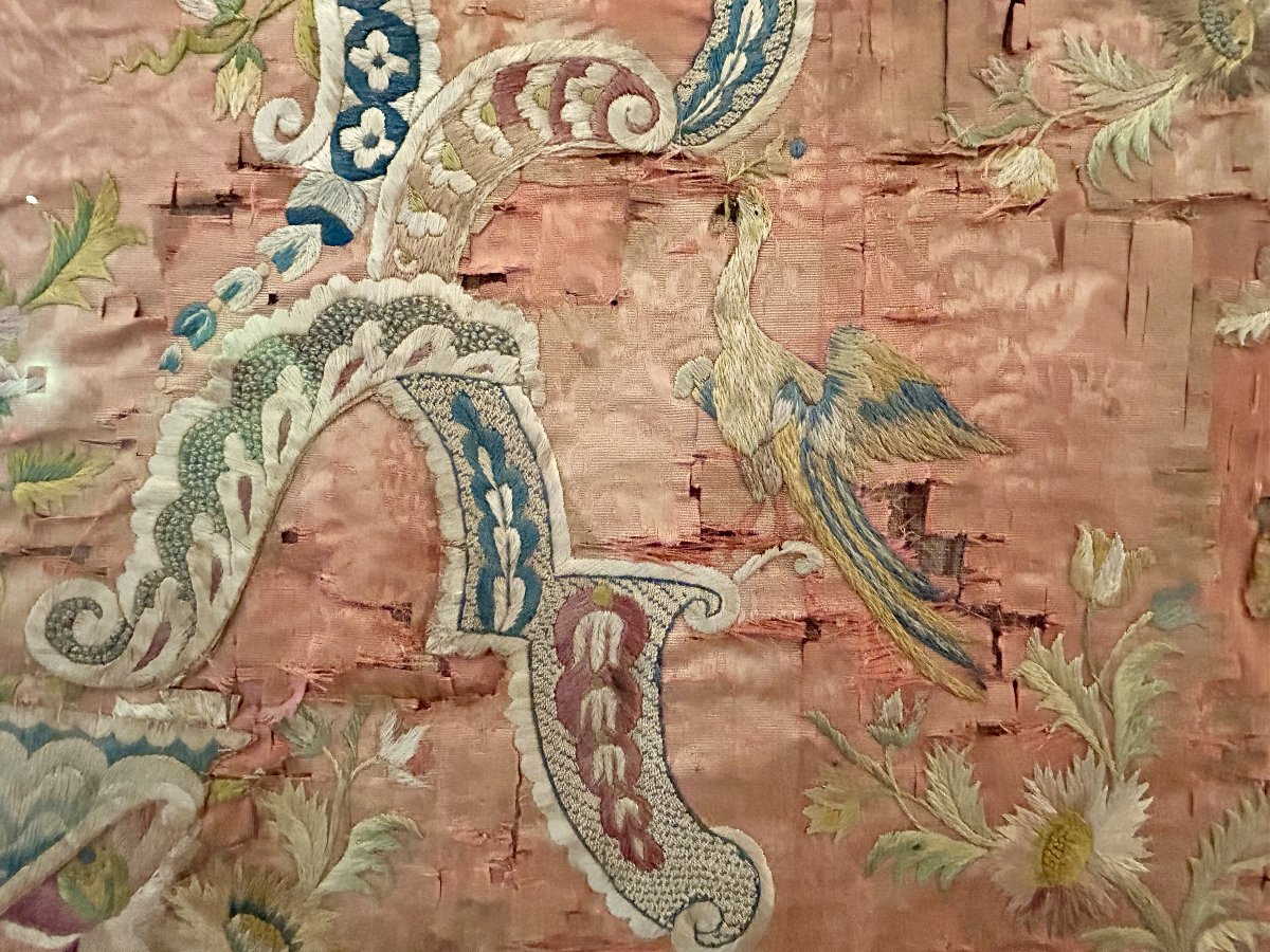 Textile Piece In Embroidered Silk, Spanish Work, Circa 1730–1760.-photo-2