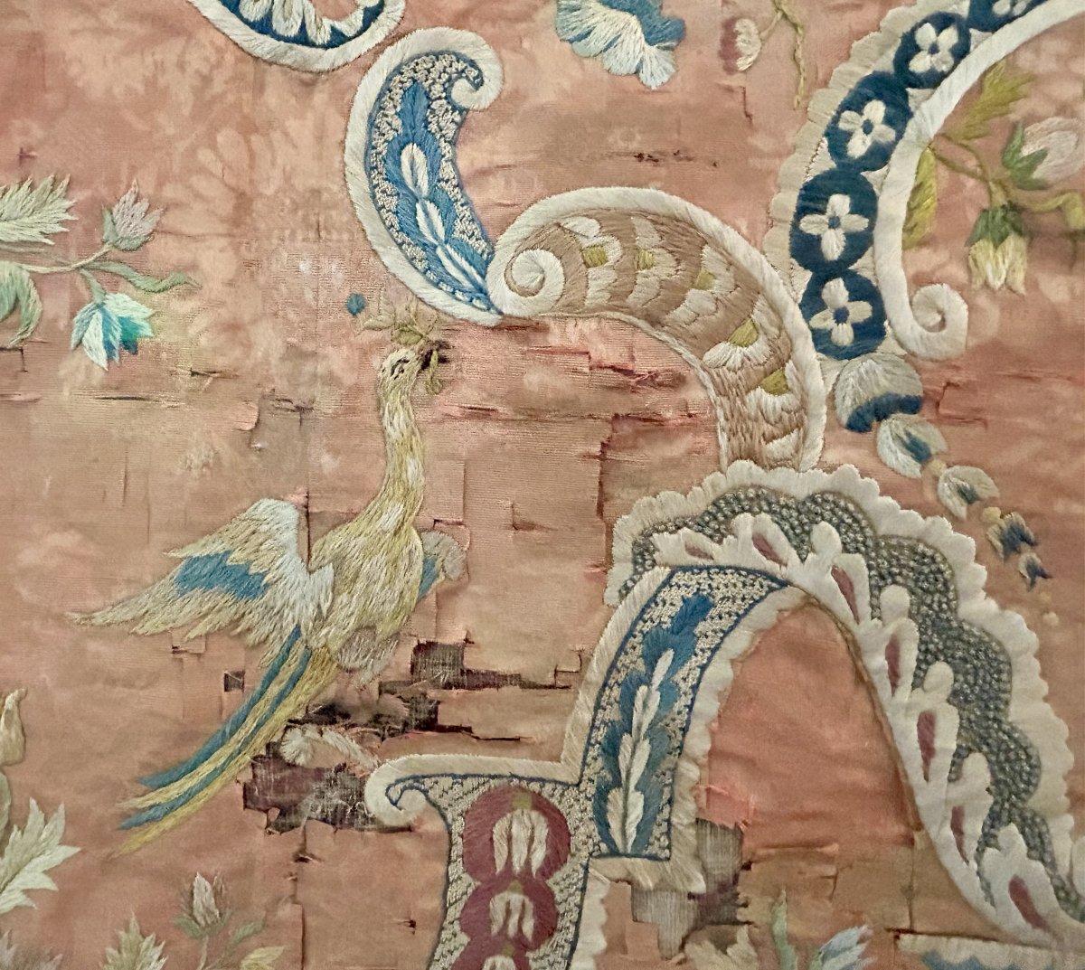 Textile Piece In Embroidered Silk, Spanish Work, Circa 1730–1760.-photo-4